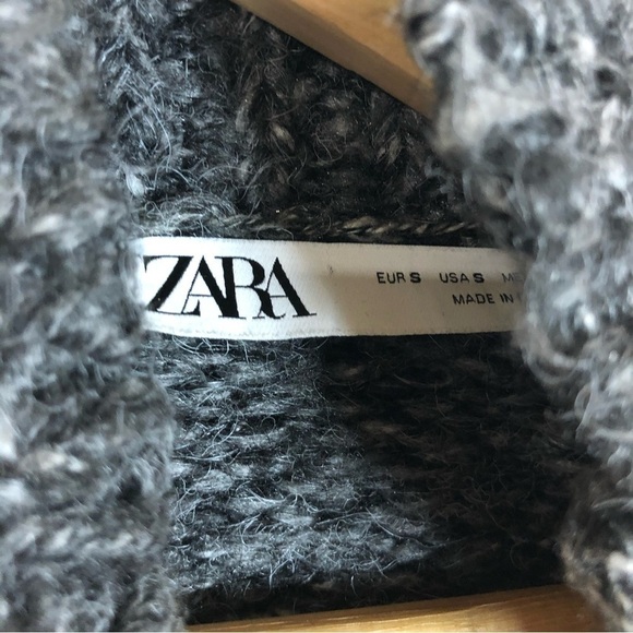 Zara Charcoal Gray Turtleneck Oversized Knit Sweater S - Picture 7 of 7